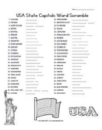 USA State Capitals Word Scramble