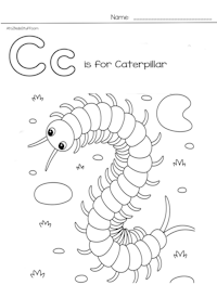 Cc is for caterpillar coloring page