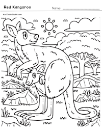 Red Kangaroo with Joey Coloring Page