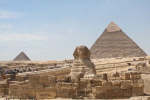 Sphinx and Pyramids in Egypt.