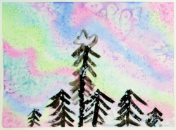 Northern Lights Watercolor Painting