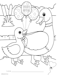 Best Mom Balloons Coloring Page