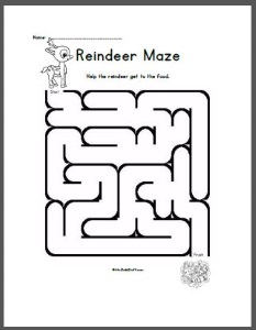 Easy Reindeer Maze for children