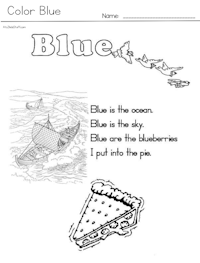 Blue color word with rhyme
