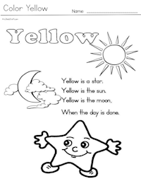 Yellow color word with rhyme