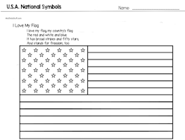 I Love My Flag USA Symbol Coloring Page