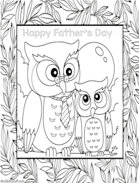 Father's Day Owls Coloring Page