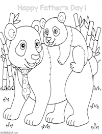 Father's Day Pandas Coloring Page