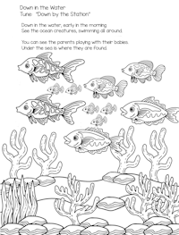 Down in the Water Song Coloring Page