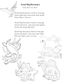Great Big Dinosaurs Song Coloring Page