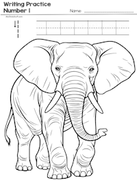 1-Elephant Number Practice Worksheet