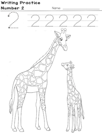 2-Giraffe Number Practice Worksheet