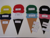 Colored Felt Ice Cream Cones Learning Colors