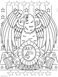 July 4th Eagle Coloring Page