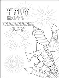July 4th Fireworks Coloring Page